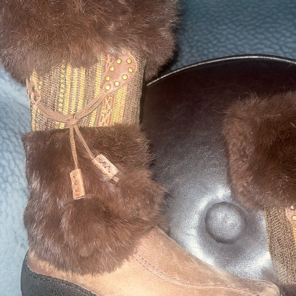 Nine West Rabbit fur leather snow boots size 5.5M - Picture 4 of 12